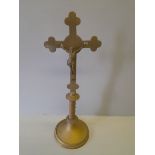 A Brass Standing Crucifix With Jesus On The Cross