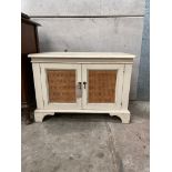 Painted Pine TV Cabinet & 2 Metal Tables With Glass Tops