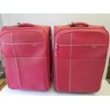 2 Red Canvas Suitcases