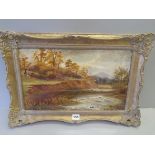 An Oil In Gilt Frame - Fishing River Scene - Signed