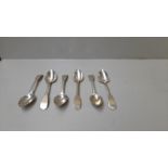 6 Assorted Silver Teaspoons Exeter 1802-1882