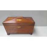 A Mahogany Inlaid Tea Caddy