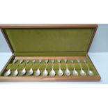 12 Silver Sheffield 1974 The Royal Horticultural Society Flower Spoons In Box