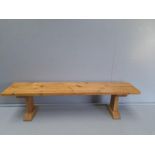 A Pine Kitchen Table & Pine Form H80cm x L200cm x W99cm