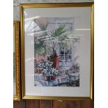 Harbour Scene & 2 Flower Prints In Gilt Frames