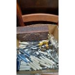 A Box Including Fish Knives & Forks & Assorted Cutlery Etc