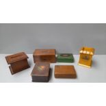 A Box Including 6 Wooden Jewellery & Money Boxes