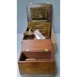 Oak & Brass Letter Rack & Oak Letter Box Etc