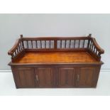 An Oak Monks Bench /Cupboard H87cm x W144cm x D54cm