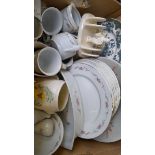 A Box Of Assorted Dinner Plates, Teaware Etc