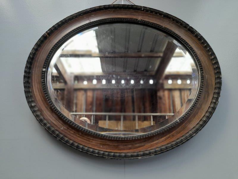 A Mahogany Oval Mantel Mirror & Mahogany Swing Mirror