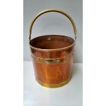 A Brass & Copper Coal Pail & Shovel