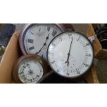 A Box Including 2 Wall Clocks, Barometer & Vanity Mirror Etc