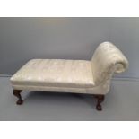 A Small Cream Chaise Longue With Ball & Claw Feet