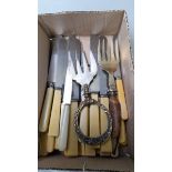 A Box Of Assorted Tea & Butter Knives Etc