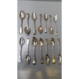 4 Silver Tea Spoons Exeter 1877 & 8 Other Silver Spoons