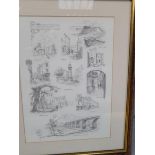 2 Pencil Drawings Corbridge & Hexham By James Alder