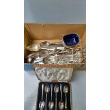 A Box Of Assorted Cutlery Etc