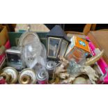 A Box Including Place Mats, Dressing Table Pieces Etc