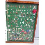 A Large Glazed Case Of Military Badges