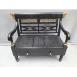 A Painted Black & Gilt Childs Seat