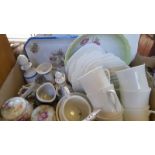 A Box Of Assorted Plates & Teaware