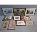 A Box Of 10 Tapestries, Prints (2 Prints Haydon Bridge & Hill Farm) Etc