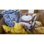 A Box Including Ringtons Teapot & 2 Others Etc