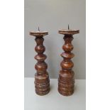 2 Wooden Church Candle Holders