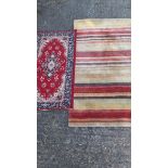 A Red & Cream Fireside Rug L152cm x W91cm & 1 Other