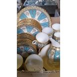 A Box Including 40Pcs Of Victorian Turquoise Teaware