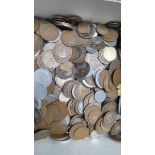 A Box Of Coins - Half Crowns, Pennies Etc