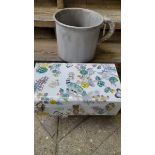 A Large Painted Handled Pan & Tin Case