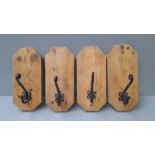 4 Wooden & Metal Coat Hooks