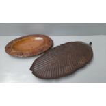 Tin Leaf Pattern Tray & Carved Wooden Tray