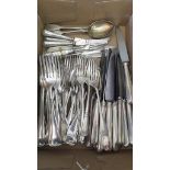 A Box Of Assorted Cutlery - Knives, Forks, Spoons Etc