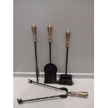 A Box Including 2 Fireguards, Companion Set & Brass Chandelier