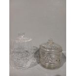 3 Cut Glass Biscuit Jars, Vase, Jug Etc