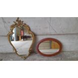 A Mahogany Oval Mirror & Gilt Mirror