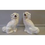 2 Staffordshire White & Gilt Dogs