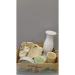 A Box Including A Jardiniere Stand, Lamps, Vases Etc