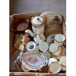 A Box Including Cauldon Coffee Set, Lustre Jug Etc