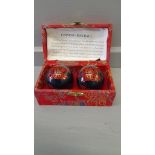 A Pair Of Chinese Iron Balls In Box