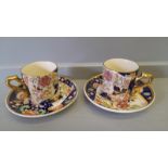 2 Masons Floral Parchment Coffee Cans & Saucers