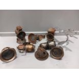 7 Carbide Lamps & Plated Aeroplane Etc