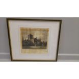 3 Coloured Prints Of Hexham Abbey Engraved By J Greig In Black & Gilt Frames