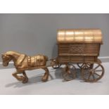 A Brass Horse & Gypsy Caravan