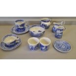 9 Pieces Of Blue & White Spode - Cup & Saucer, Coffee Can & Saucer, Cream & Sugar, 2 Small Jugs Etc