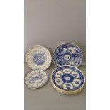 9 Ringtons Blue & White Plates & 1 Silver Jubilee Blue & White Plate 1977
