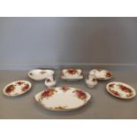 11 Pieces Of Royal Albert Old Country Roses Dishes, Plates, Teapot Etc